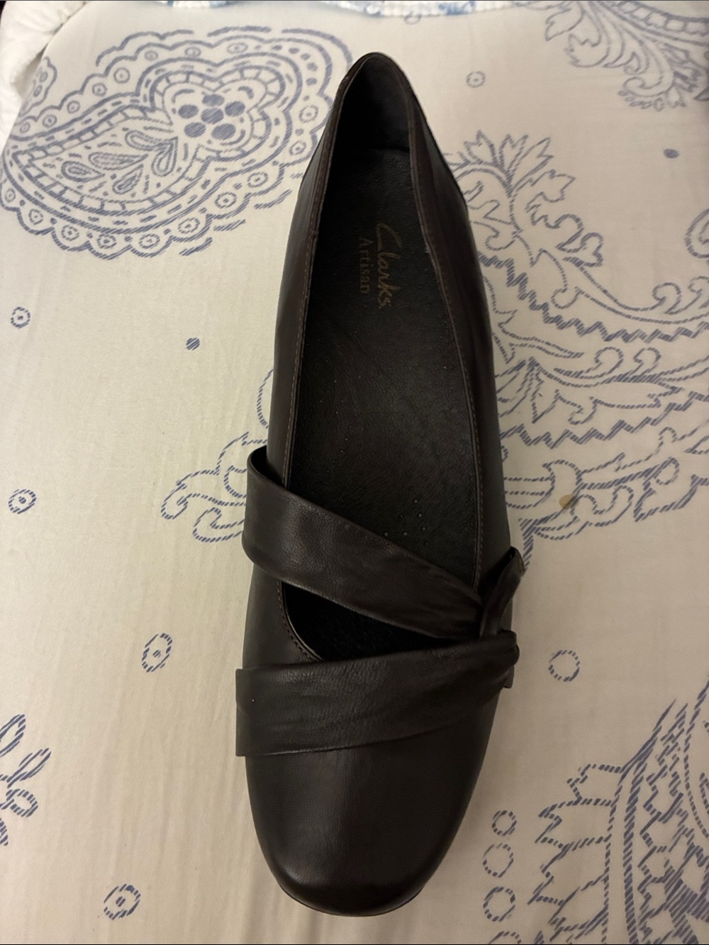 Clarks Brown Leather Cross-Strap Low Heels